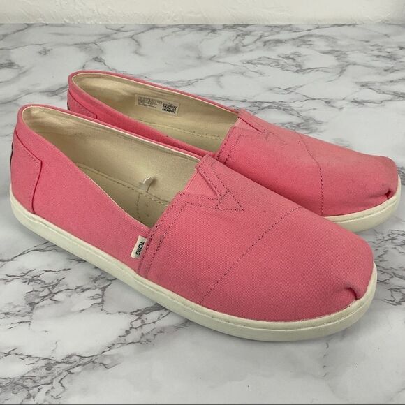 Toms Pink Bubble Gum Canvas Belmont Alpargata Slip On Shoes Youth 5 NWOB - Picture 1 of 8